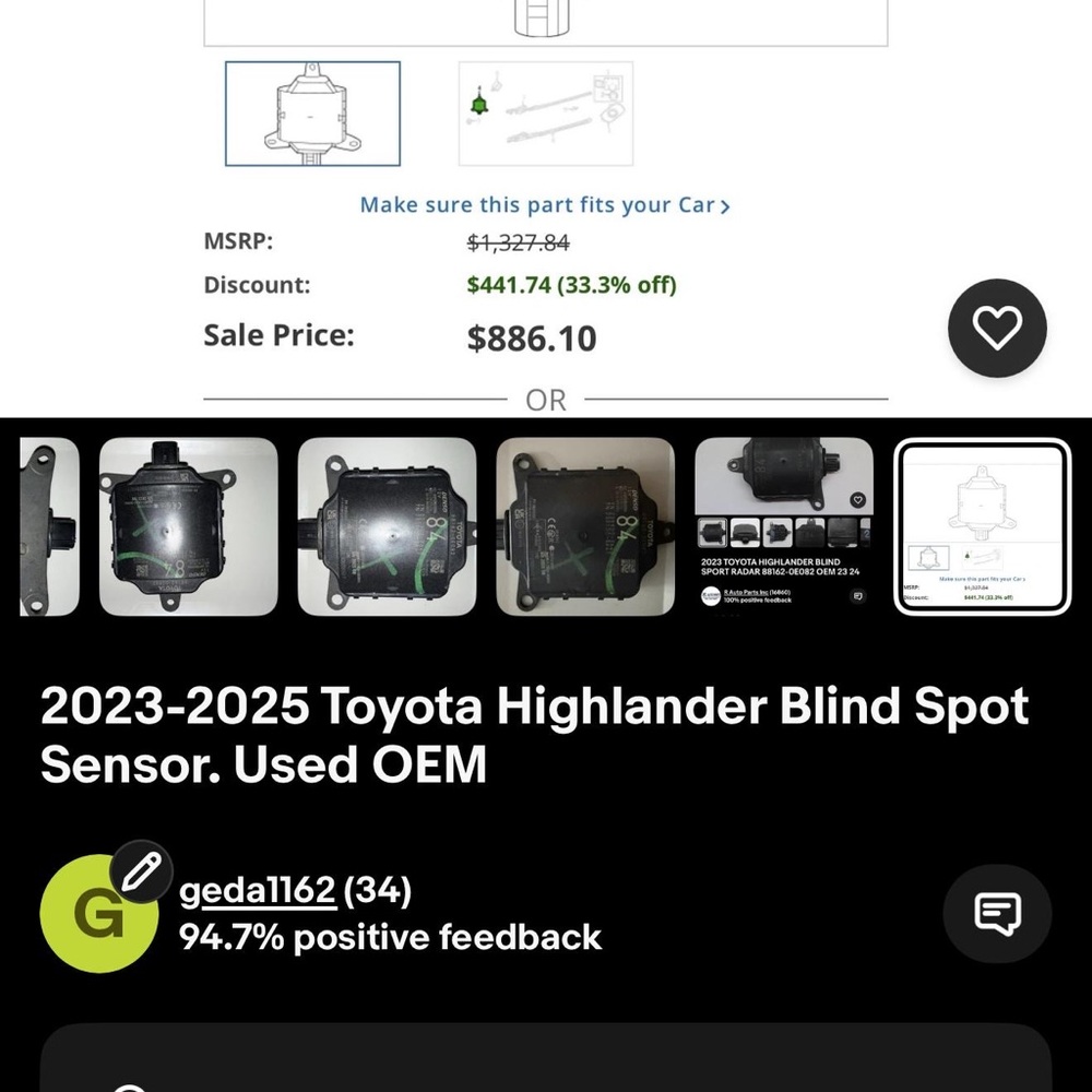 Highlander Blind Spot Sensor - Black